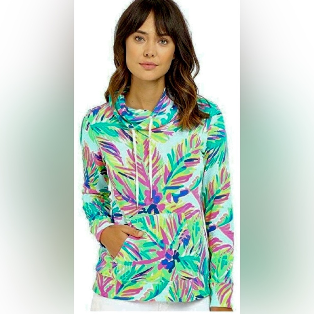 Lilly Pulitzer Hillary Hooded Pullover Long Sleeves in Tropical Print size XS